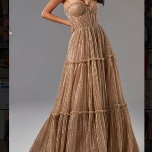 Elegant Gold Sparkly Evening Gown
